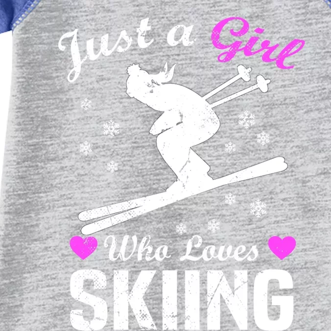 Skiing Skier Just A Who Loves Skiing Great Gift Infant Baby Jersey Bodysuit