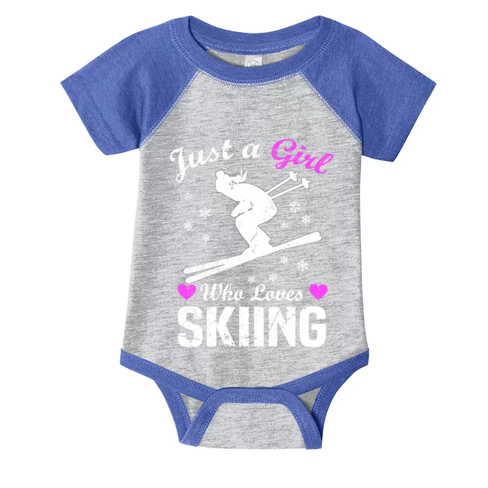 Skiing Skier Just A Who Loves Skiing Great Gift Infant Baby Jersey Bodysuit