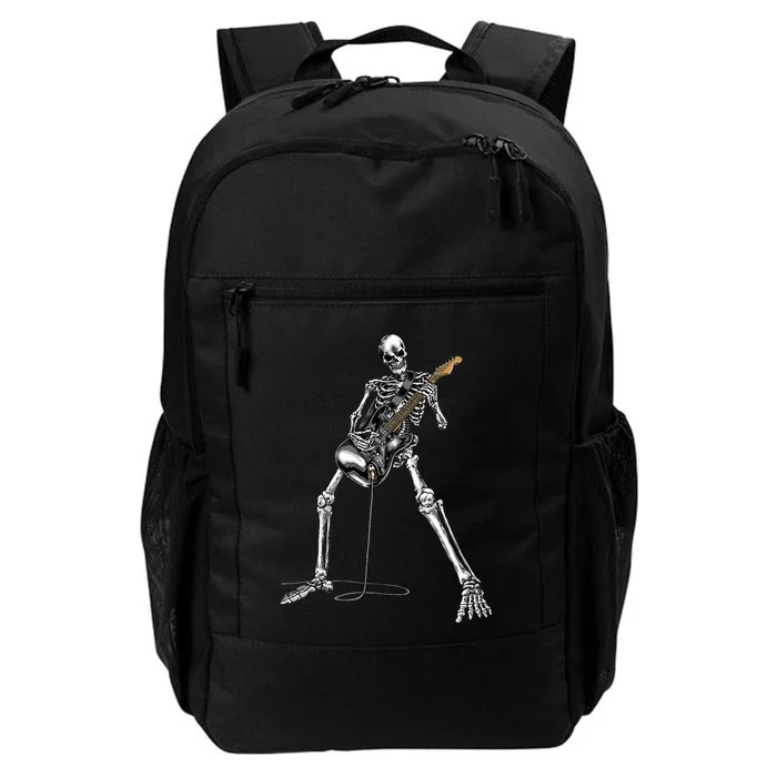 Spooky Skeleton Jamming Out in Rock Band Daily Commute Backpack