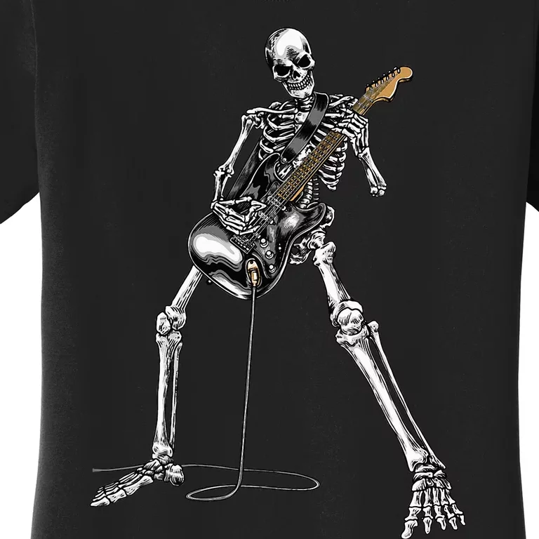 Spooky Skeleton Jamming Out in Rock Band Women's T-Shirt