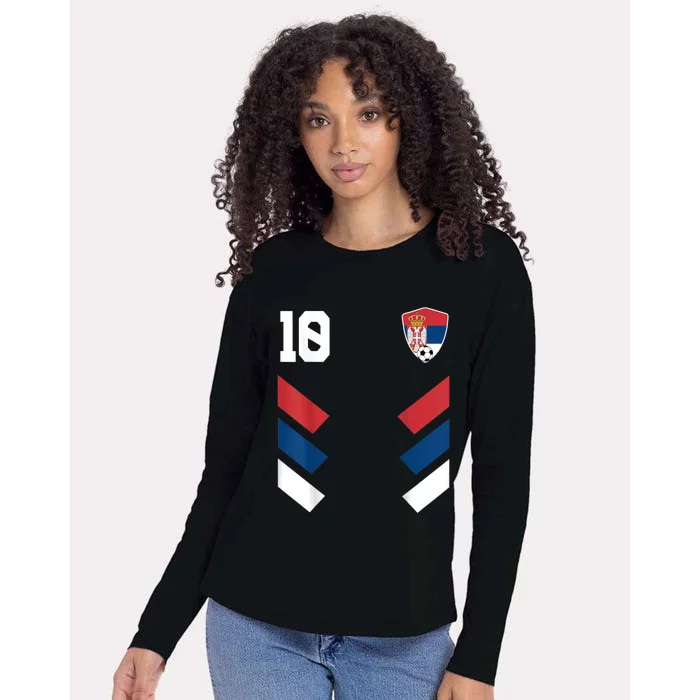 Serbia Soccer Jersey Serbian Football Shirt Flag Womens Cotton Relaxed Long Sleeve T-Shirt