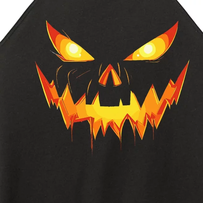 Scary Spooky Jack O Lantern Face Pumpkin Halloween Women’s Perfect Tri Rocker Tank