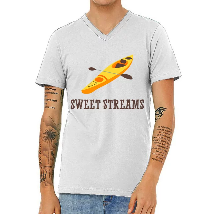 Sweet Streams Kayak Canoeing Boat V-Neck T-Shirt