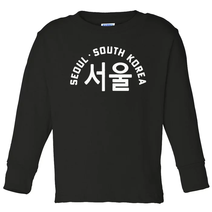 Seoul South Korea Korean Hangul College Style Retro Toddler Long Sleeve Shirt