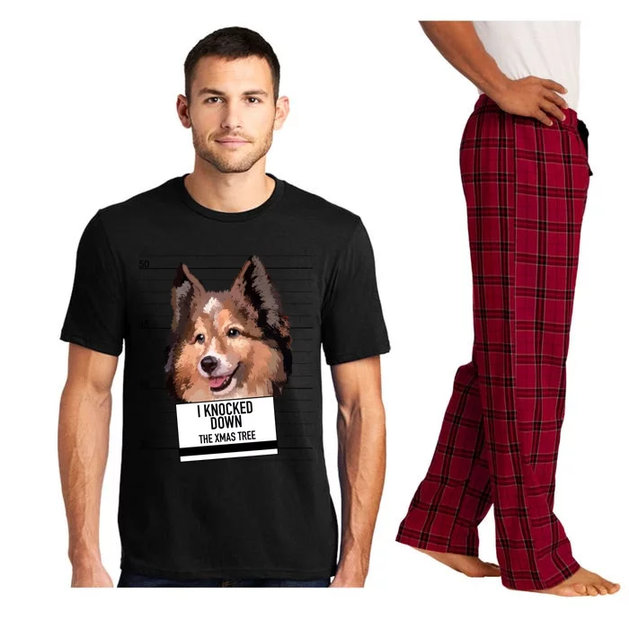 Shetland Sheepdog Knocked Down Xmas Tree Gift Pajama Set