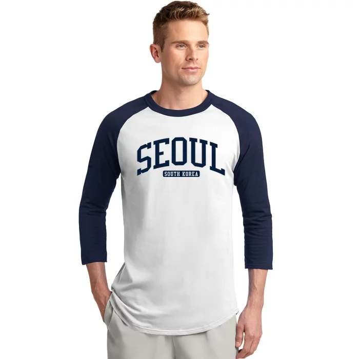 Seoul South Korea College University Style Baseball Sleeve Shirt