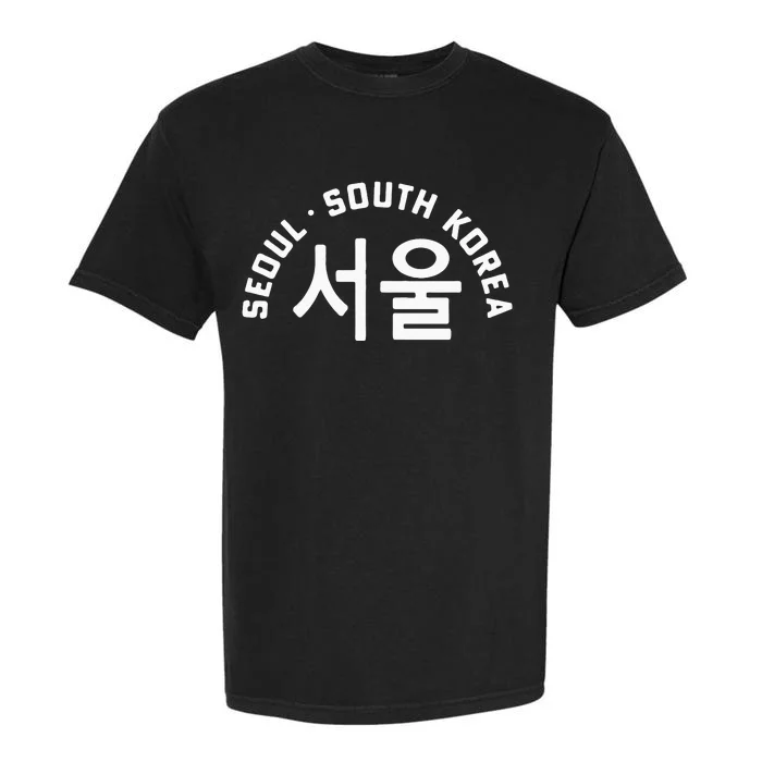 Seoul South Korea Korean Hangul College Style Retro Garment-Dyed Heavyweight T-Shirt