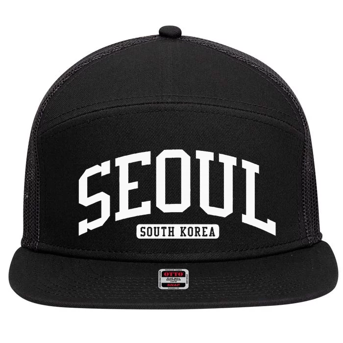 Seoul South Korea College University Style 7 Panel Mesh Trucker Snapback Hat