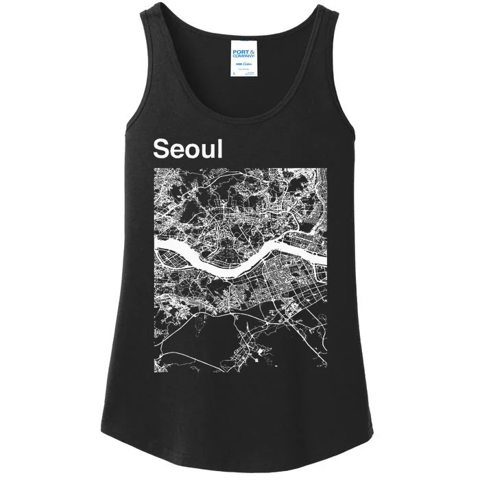 Seoul South Korea Classic City Map Graphic Ladies Essential Tank