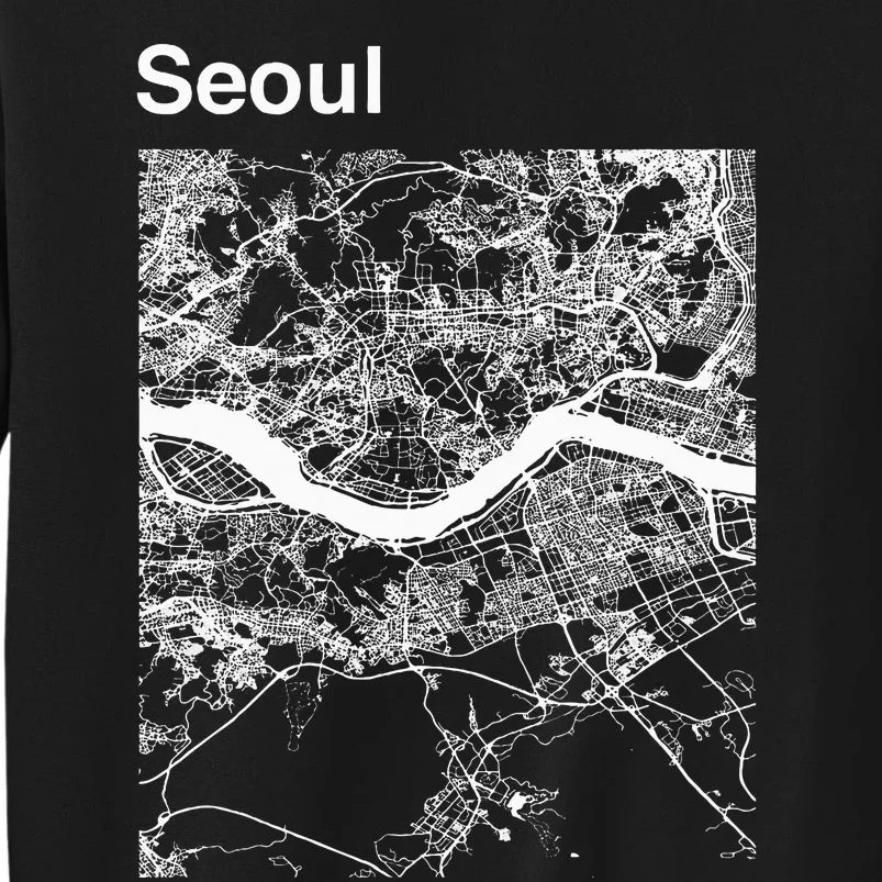 Seoul South Korea Classic City Map Graphic Tall Sweatshirt