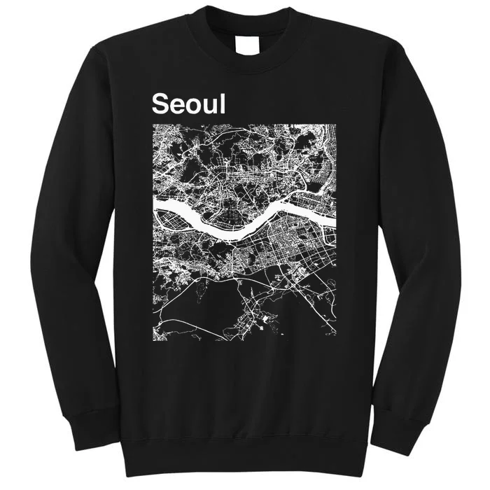 Seoul South Korea Classic City Map Graphic Tall Sweatshirt