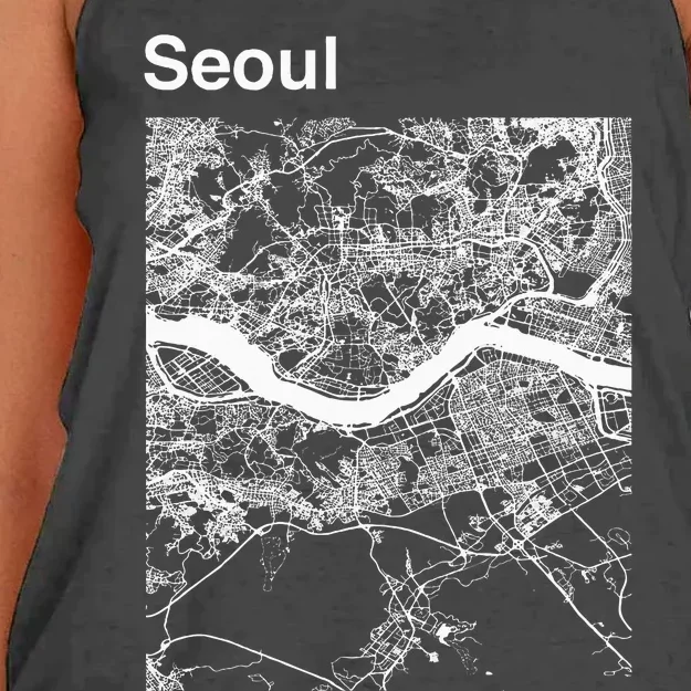 Seoul South Korea Classic City Map Graphic Women's Knotted Racerback Tank