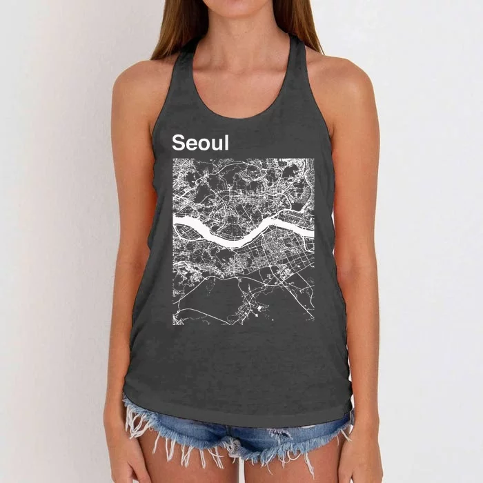 Seoul South Korea Classic City Map Graphic Women's Knotted Racerback Tank