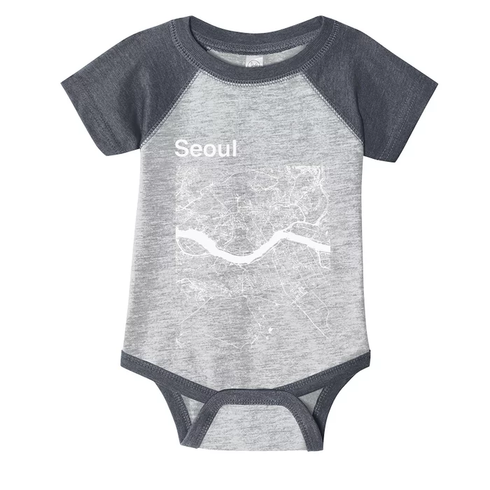 Seoul South Korea Classic City Map Graphic Infant Baby Jersey Bodysuit