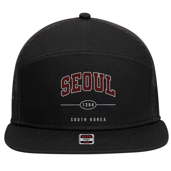 Seoul South Korea 7 Panel Mesh Trucker Snapback Hat