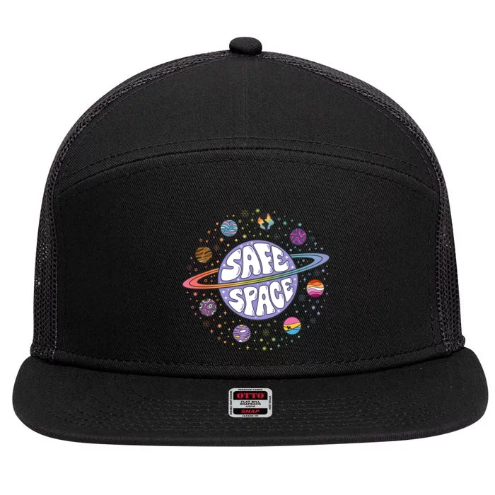 Safe Space Lgbtq Friendly Proud Ally 7 Panel Mesh Trucker Snapback Hat