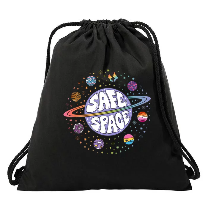 Safe Space Lgbtq Friendly Proud Ally Drawstring Bag