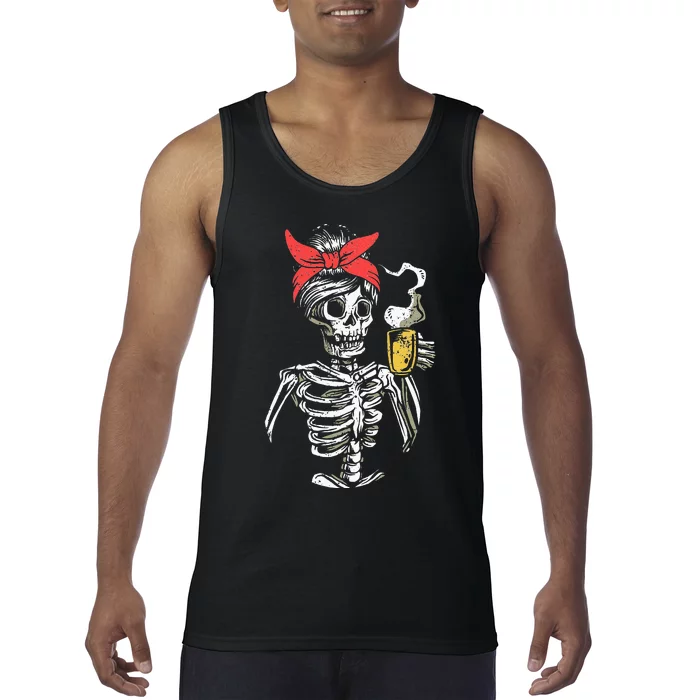 Scary Skeleton Lazy Halloween Costume Tank Top