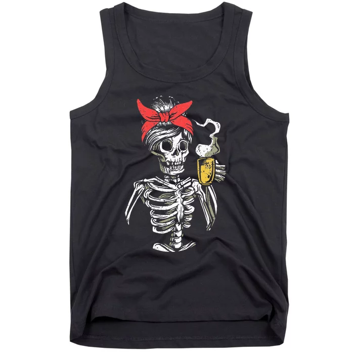 Scary Skeleton Lazy Halloween Costume Tank Top