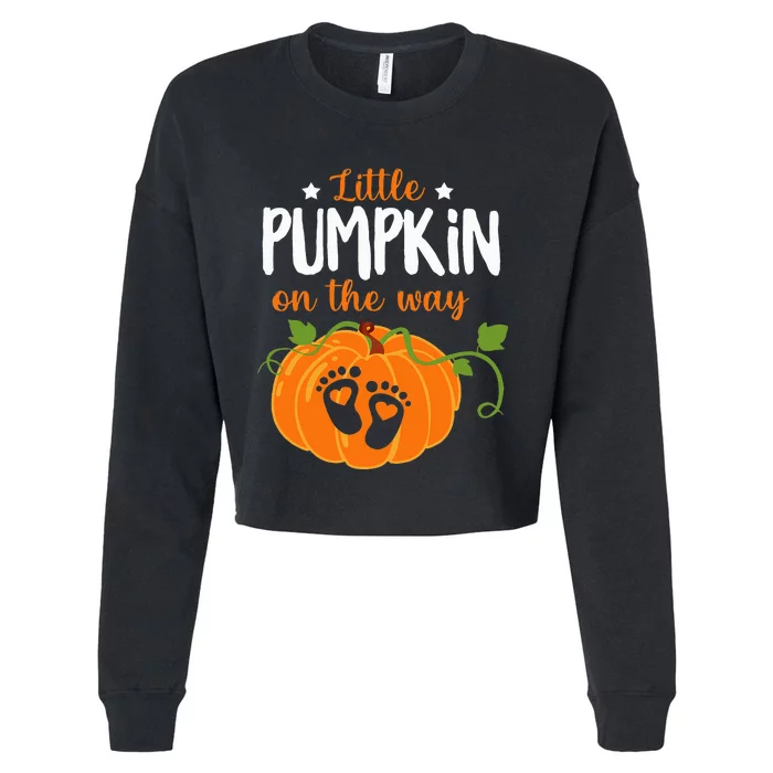 Spooky Surprise Lil Pumpkin Baby Arrival Announcement Cropped Pullover Crew