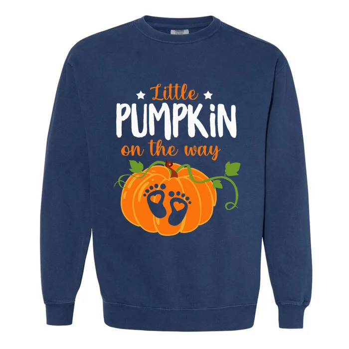 Spooky Surprise Lil Pumpkin Baby Arrival Announcement Garment-Dyed Sweatshirt