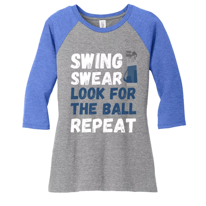 Swing Swear Look For The Ball Repeat Cool Gift Funny Dad's Golf Meaningful Gift Women's Tri-Blend 3/4-Sleeve Raglan Shirt