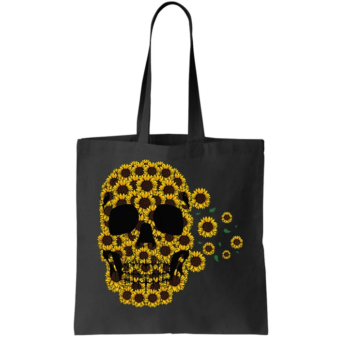 Sunflower Skull Lazy Halloween Costume Cute Skeleton Tote Bag