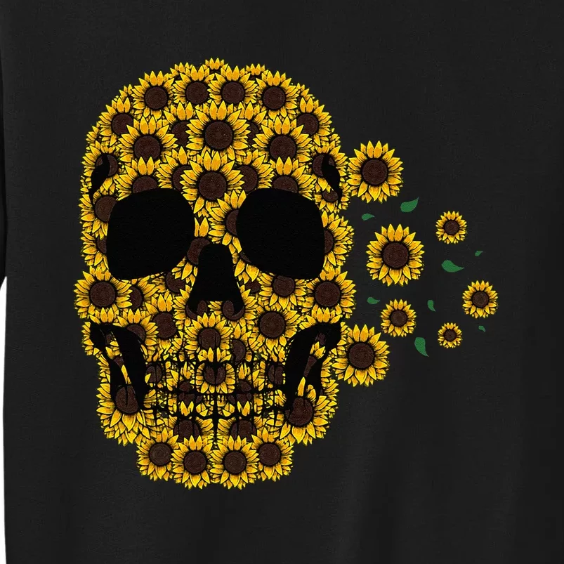 Sunflower Skull Lazy Halloween Costume Cute Skeleton Tall Sweatshirt