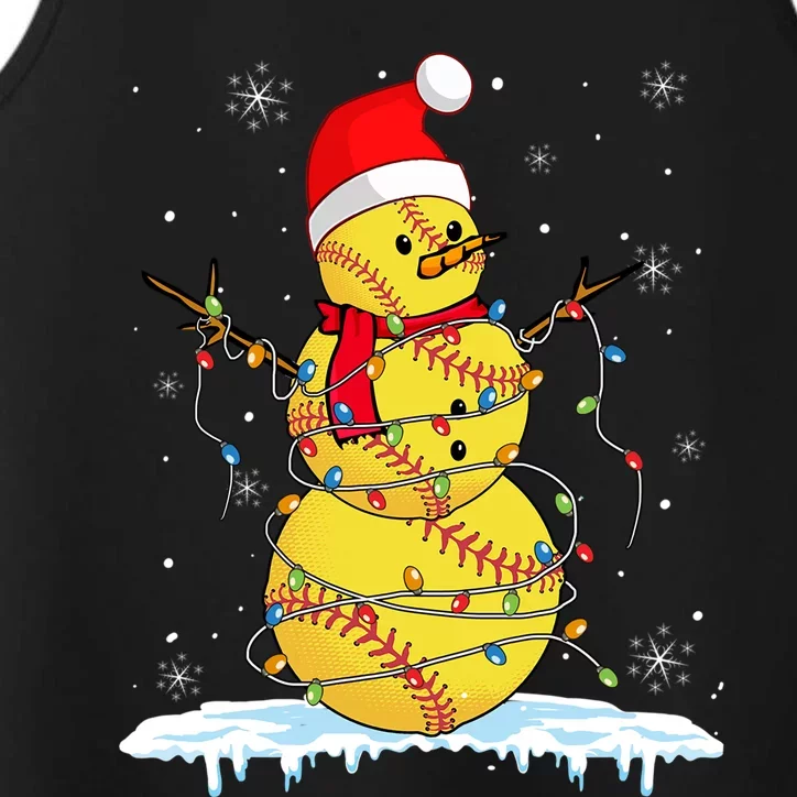 Snowmies Santa Lights Christmas Snow Softball Pajama Xmas Gift Performance Tank