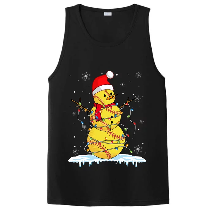 Snowmies Santa Lights Christmas Snow Softball Pajama Xmas Gift Performance Tank