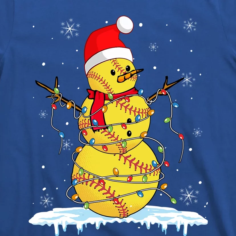 Snowmies Santa Lights Christmas Snow Softball Pajama Xmas Gift T-Shirt