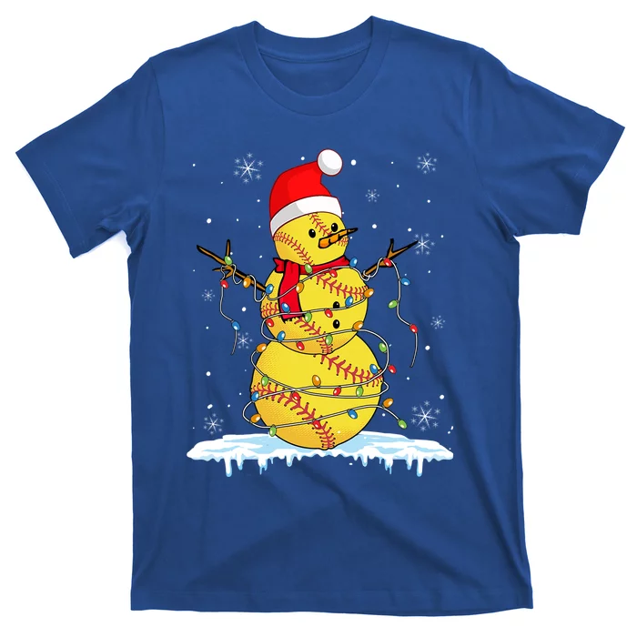 Snowmies Santa Lights Christmas Snow Softball Pajama Xmas Gift T-Shirt