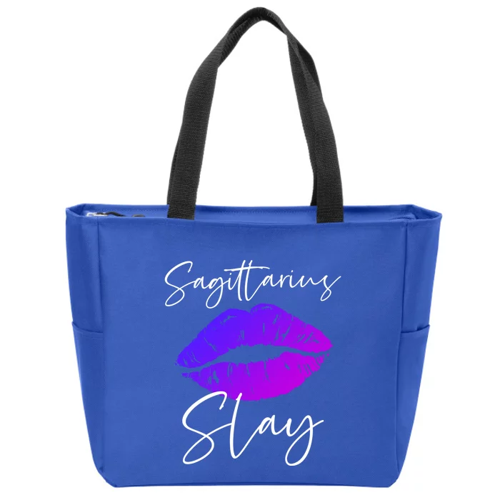 Sagittarius Slay Lipstick Lips Birthday S Gift Zip Tote Bag