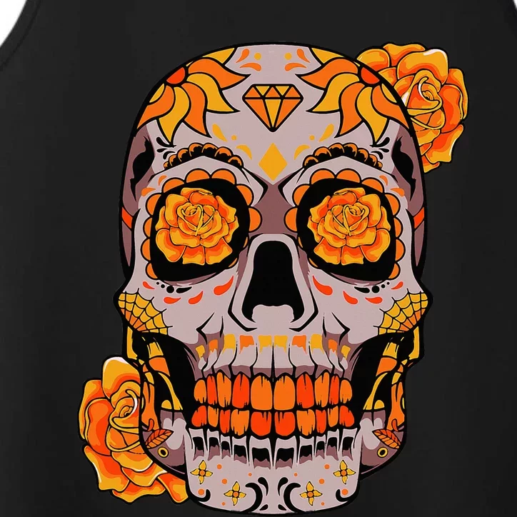 Sugar Skull Lazy Halloween Costume Cool Mexican Bones Performance Tank