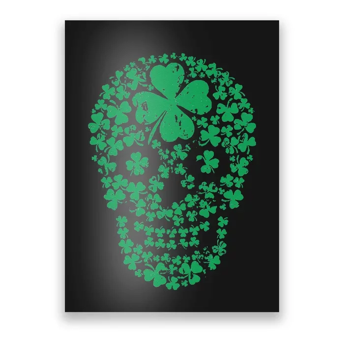 Shamrock Skull, Lucky Clover Leaf Irish Skull Poster