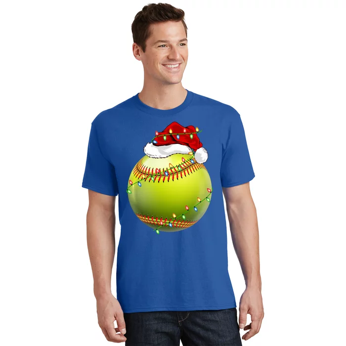 Softball Sports Lover Xmas Santa Hat Softball Christmas Cool Gift T-Shirt