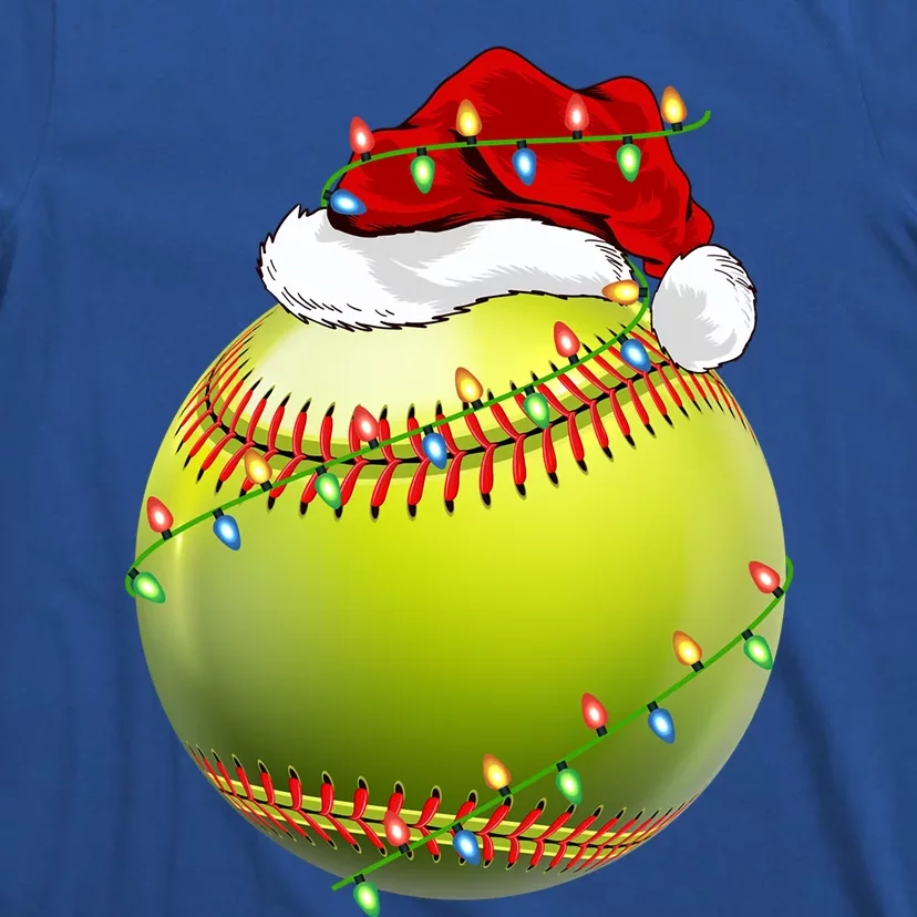 Softball Sports Lover Xmas Santa Hat Softball Christmas Cool Gift T-Shirt