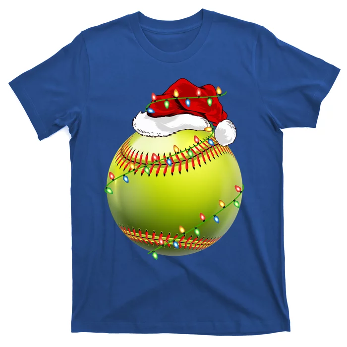 Softball Sports Lover Xmas Santa Hat Softball Christmas Cool Gift T-Shirt