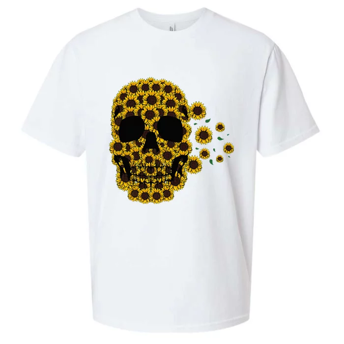 Sunflower Skull Lazy Halloween Costume Cute Skeleton Sueded Cloud Jersey T-Shirt