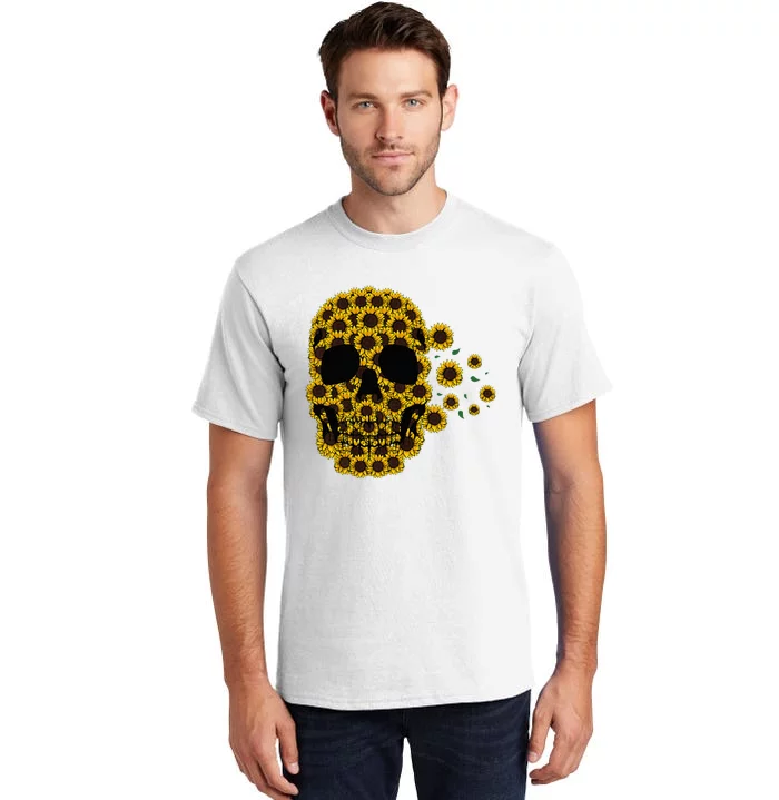 Sunflower Skull Lazy Halloween Costume Cute Skeleton Tall T-Shirt