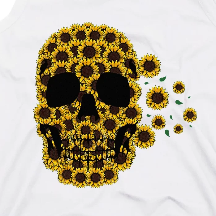 Sunflower Skull Lazy Halloween Costume Cute Skeleton Tank Top