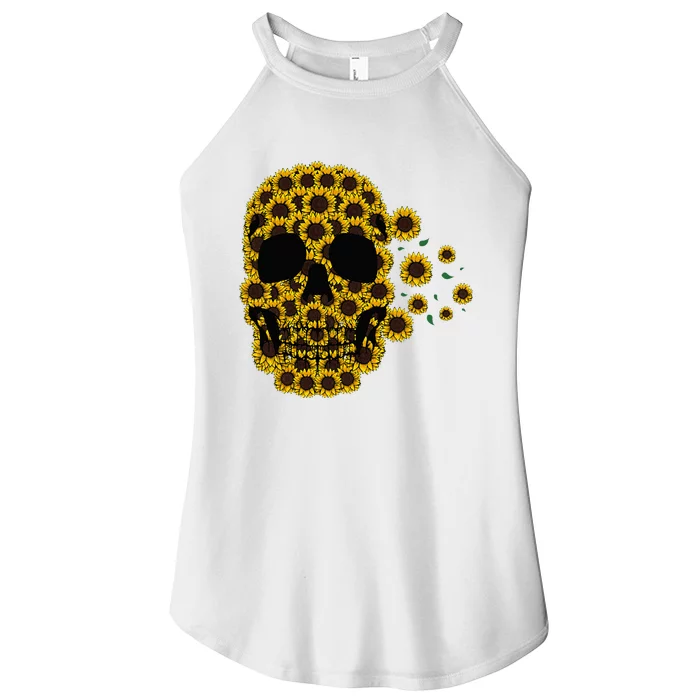 Sunflower Skull Lazy Halloween Costume Cute Skeleton Women’s Perfect Tri Rocker Tank