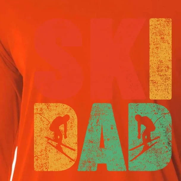 Skiing Sports Lover Retro Style Skiing Ski Dad Fathers Day Cute Gift Cooling Performance Long Sleeve Crew