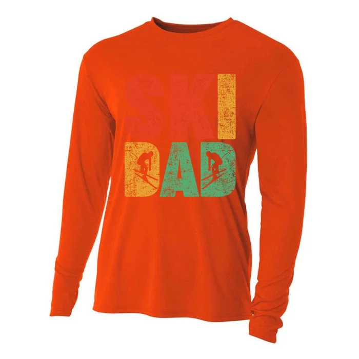 Skiing Sports Lover Retro Style Skiing Ski Dad Fathers Day Cute Gift Cooling Performance Long Sleeve Crew