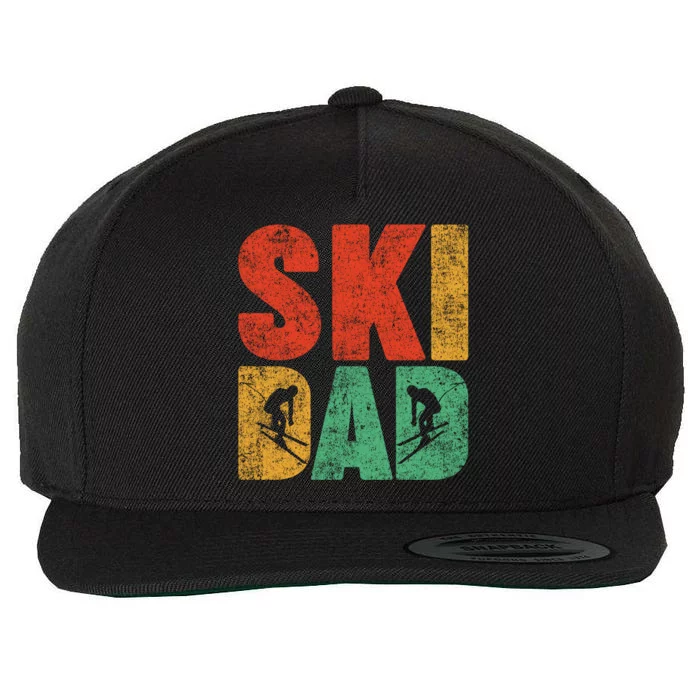 Skiing Sports Lover Retro Style Skiing Ski Dad Fathers Day Cute Gift Wool Snapback Cap