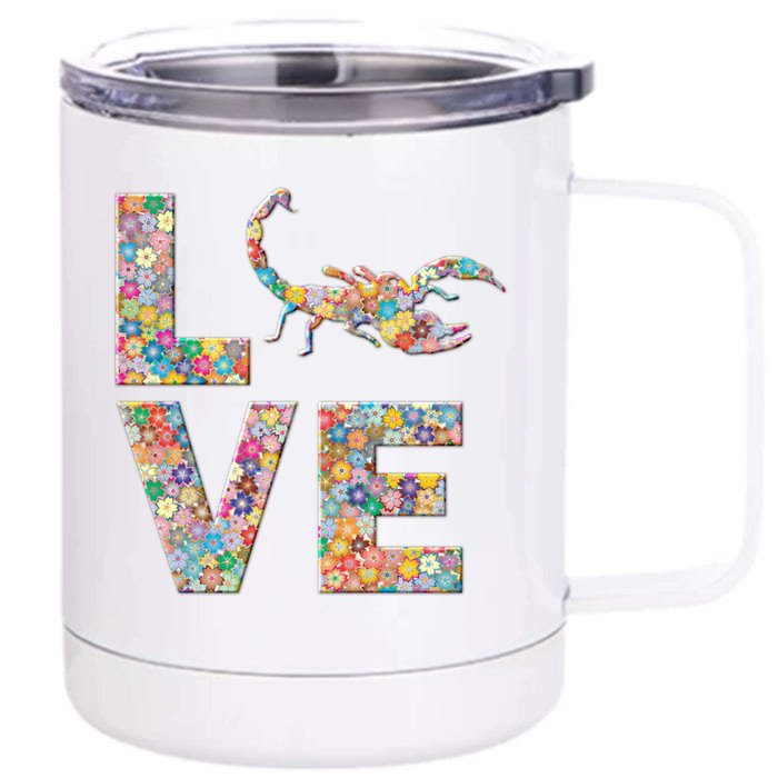 Scorpion Scorpio Love Flowers Gift Front & Back 12oz Stainless Steel Tumbler Cup