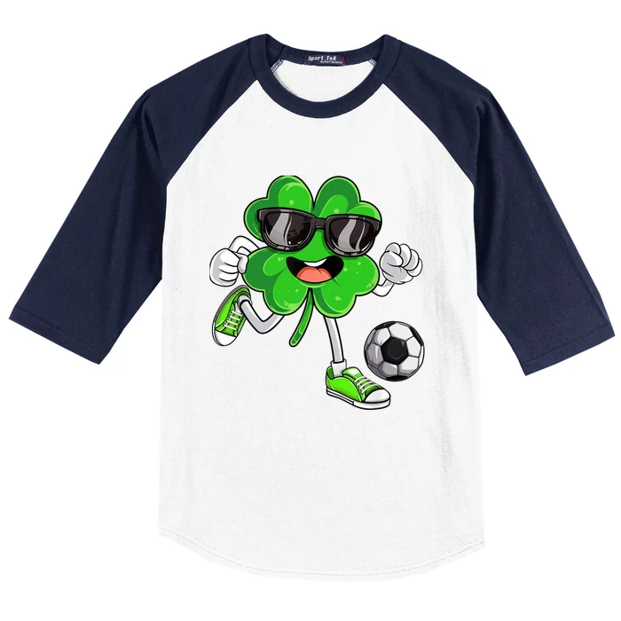 Soccer Shamrock Lucky Clover Irish St Patrick's Day Baseball Sleeve Shirt