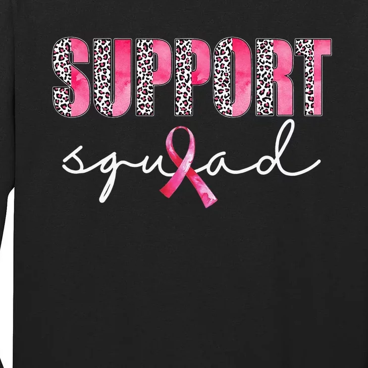 Support Squad Leopard Pink Warrior Breast Cancer Awareness Tall Long Sleeve T-Shirt