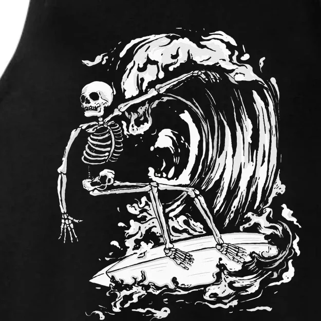 Skeleton Surfing Lazy Halloween Costume Skull Bones Surfer Ladies Tri-Blend Wicking Tank