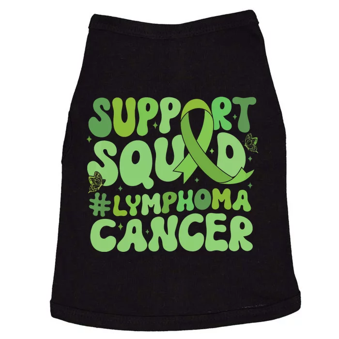 Support Squad Lymphoma Cancer Awareness Green Ribbon Doggie Tank